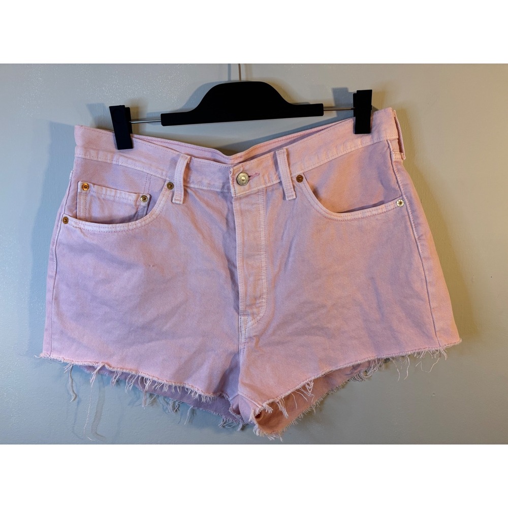 LEVI'S Baby Pink 501 Cut Off Shorts 34 Concert Festival